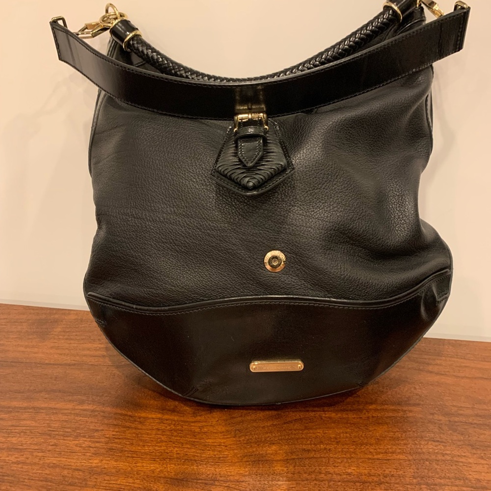 Burberry Black Leather Hobo Bag
